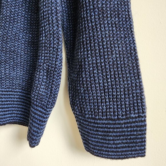 XXL Sweater Blue Navy Jos A Bank Crewneck Chunky Knit Tailored Fit Mens Wool Mix - Picture 7 of 17
